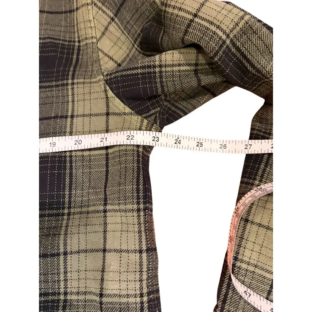 PURPLE BRAND Men's Plaid Flannel Shirt Size SMALL Green Black Heavyweight