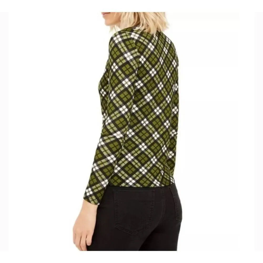 Michael Kors Plaid Green Long Sleeve Shirt Sz  S