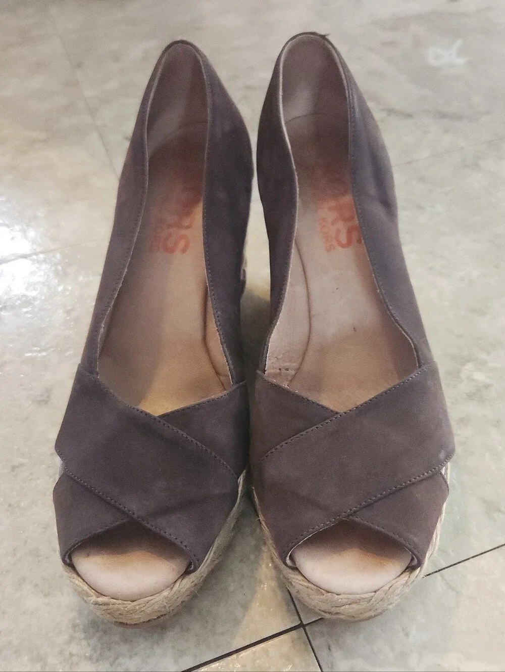 Michael Kors Brown Leather suede & Insole braided wedge heel sandal