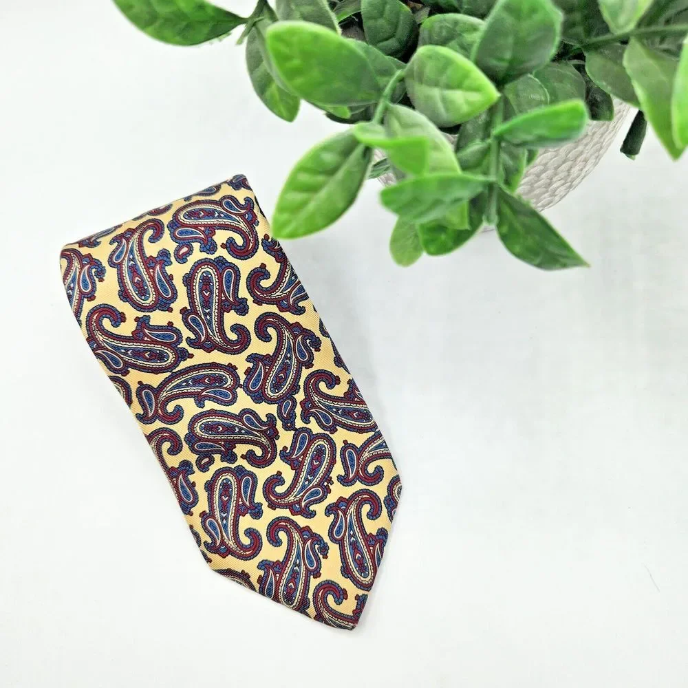Trissardi Tie Yellow Red Blue Paisley Pattern 3 1/4