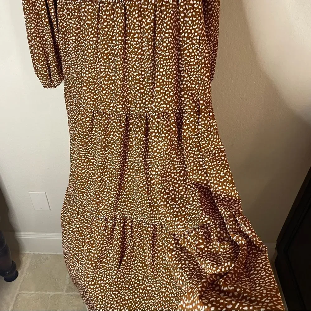 Maroon NWT Tiered Patterned Dress Sz L