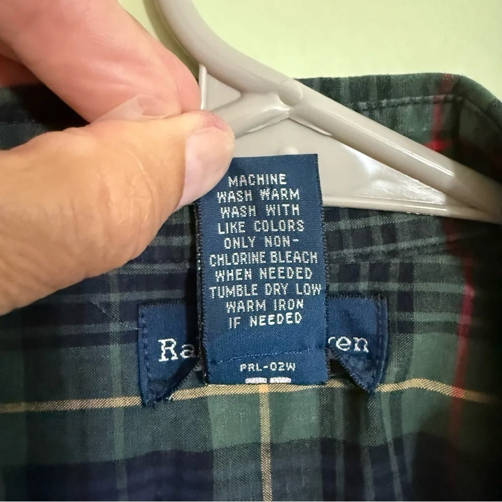 Ralph Lauren boys Plaid dress Shirt - Green and Blue cotton size medium 12-14