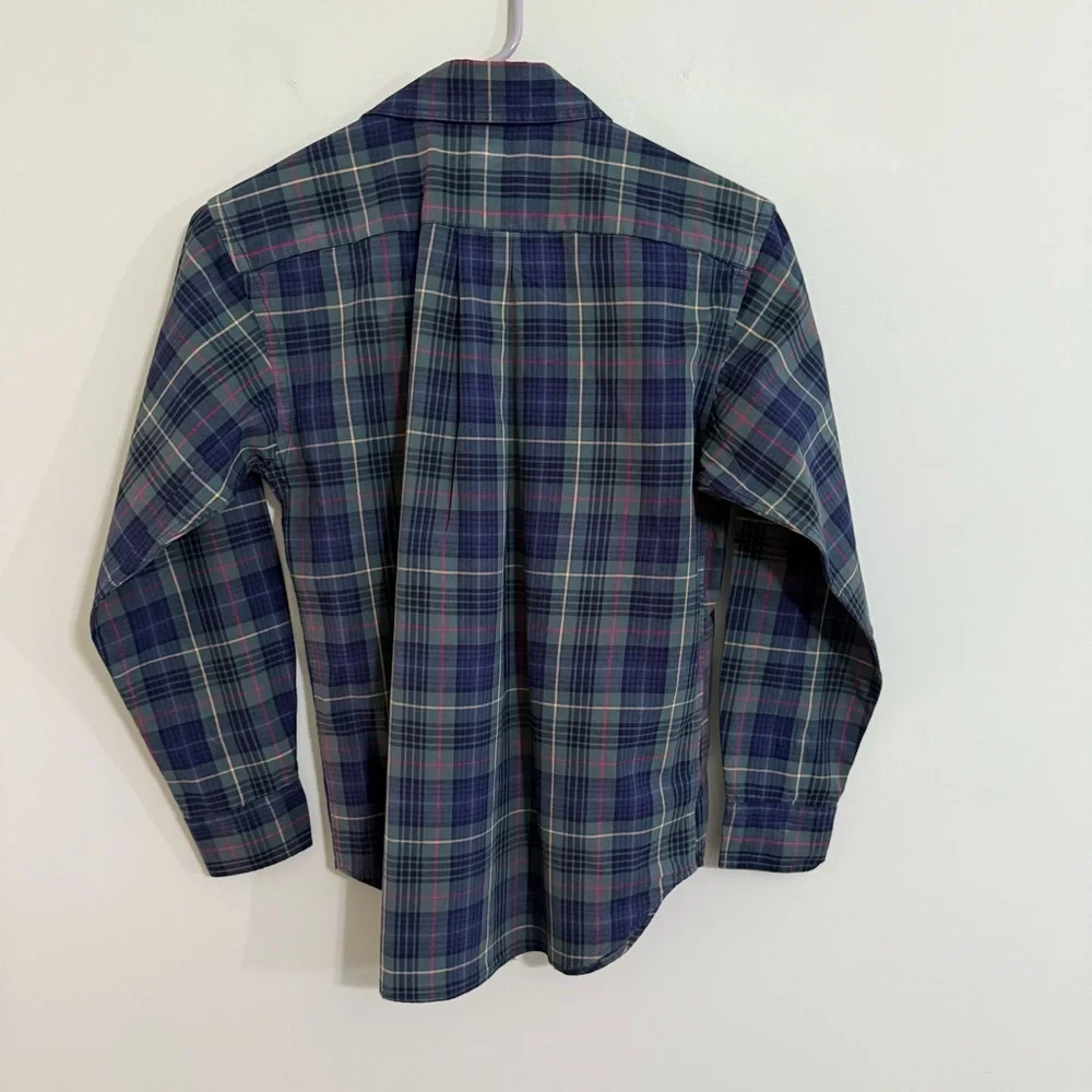 Ralph Lauren boys Plaid dress Shirt - Green and Blue cotton size medium 12-14