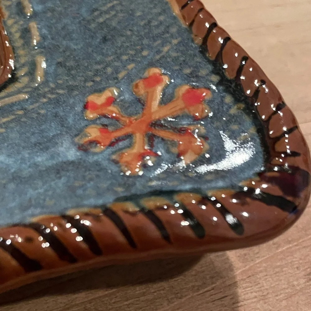 Handcrafted Ceramic Square Plate with Western Boot Design Home Decor