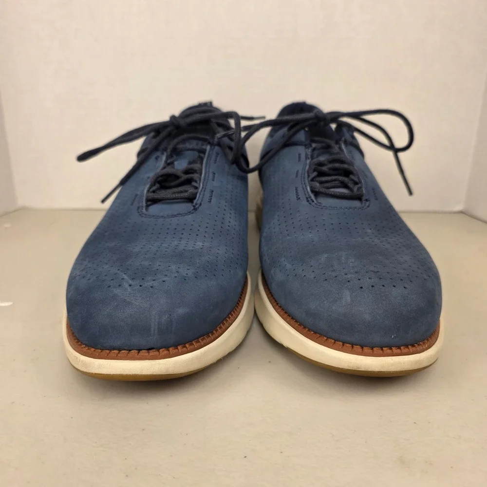 Cole Haan Grand‎ Crosscourt Wingtip Oxford 12M Navy Blue Suede Leather C38306