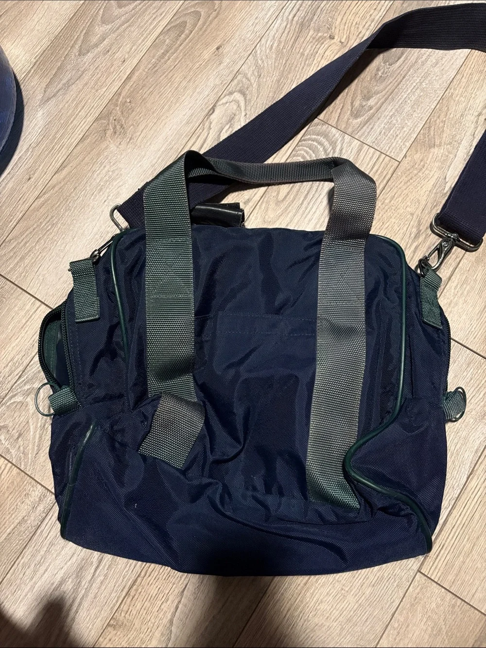 Lands' End Navy Carryon Bag with Green Trim