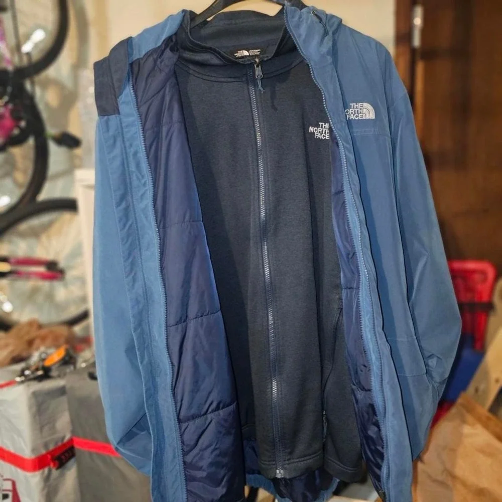 The North Face 3-in-1 Triclimate Jacket‎ Mens XXL Blue Excellent Hooded Fleece