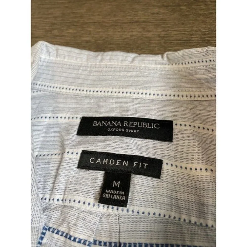 Mens Banana Republic oxford shirt camden fit 100% cotton White & Blue size M