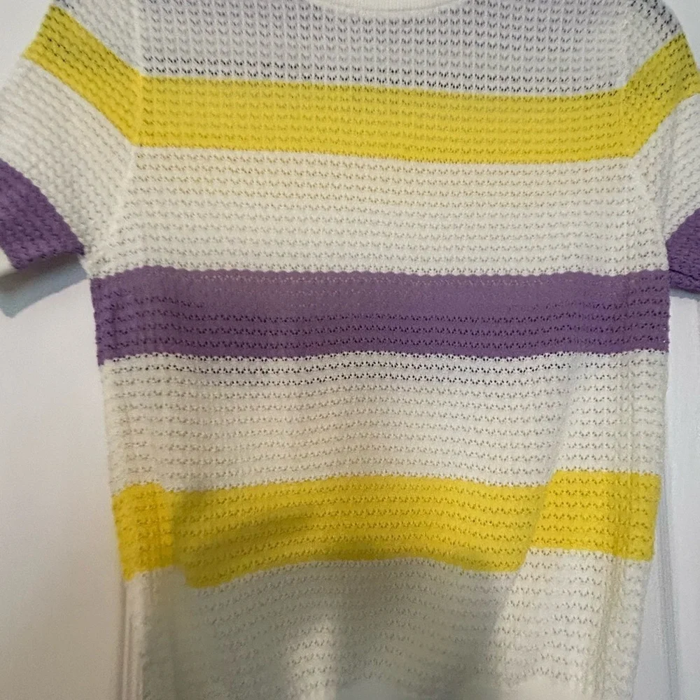 CHANEL Yellow and Purple Crew Neck Sweater