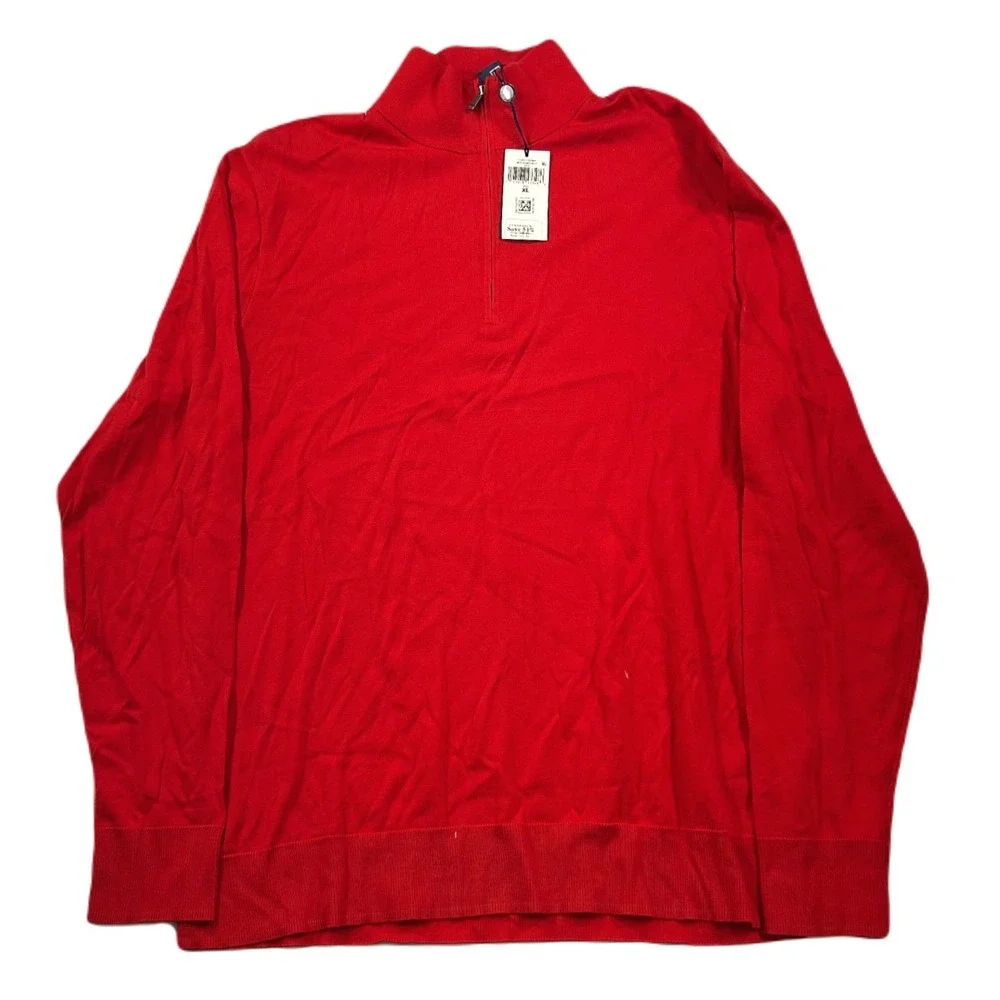 Polo‎ Ralph Lauren Luxury Jersey Sweater Mens XL Red 1/4 Zip Pullover $228 NEW