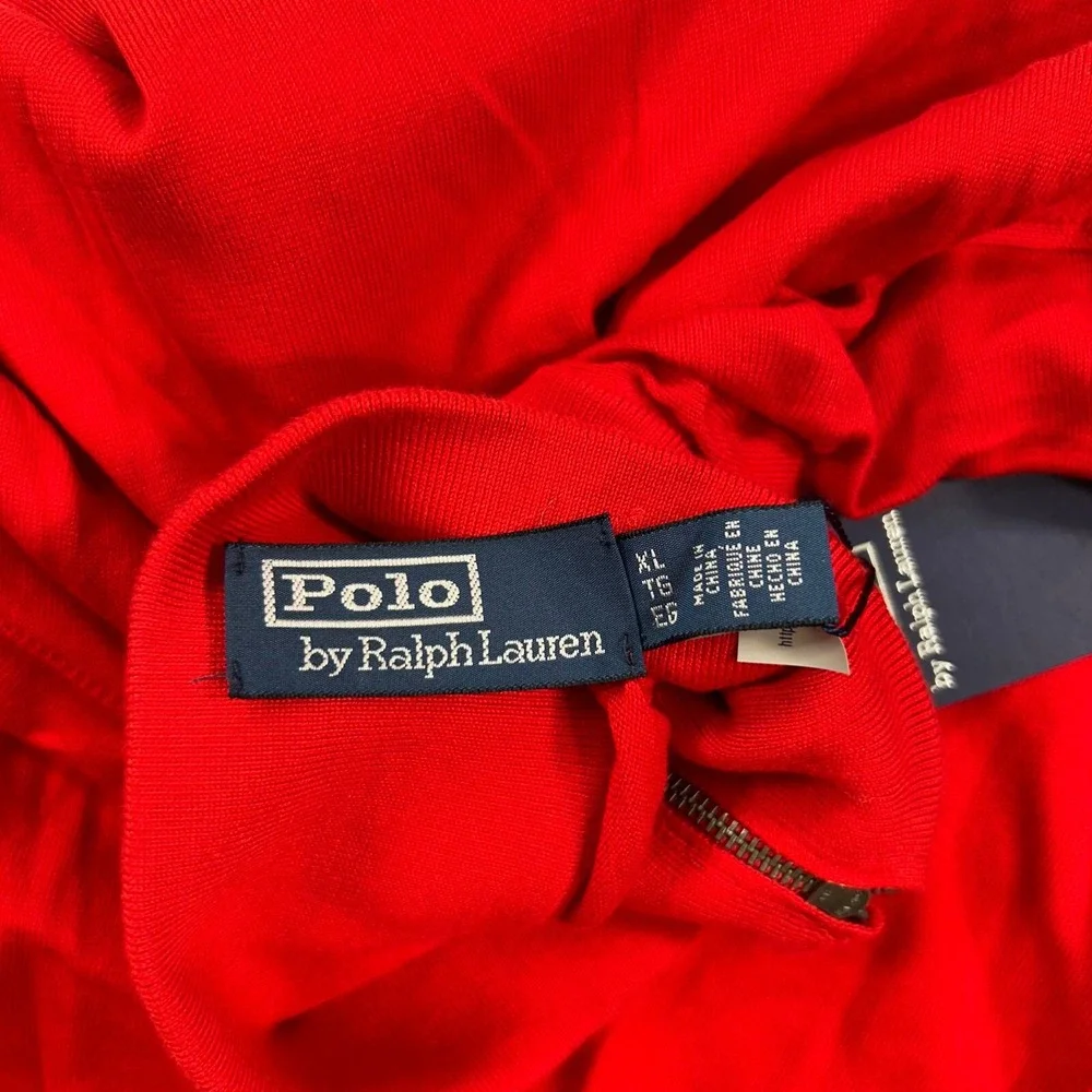 Polo‎ Ralph Lauren Luxury Jersey Sweater Mens XL Red 1/4 Zip Pullover $228 NEW