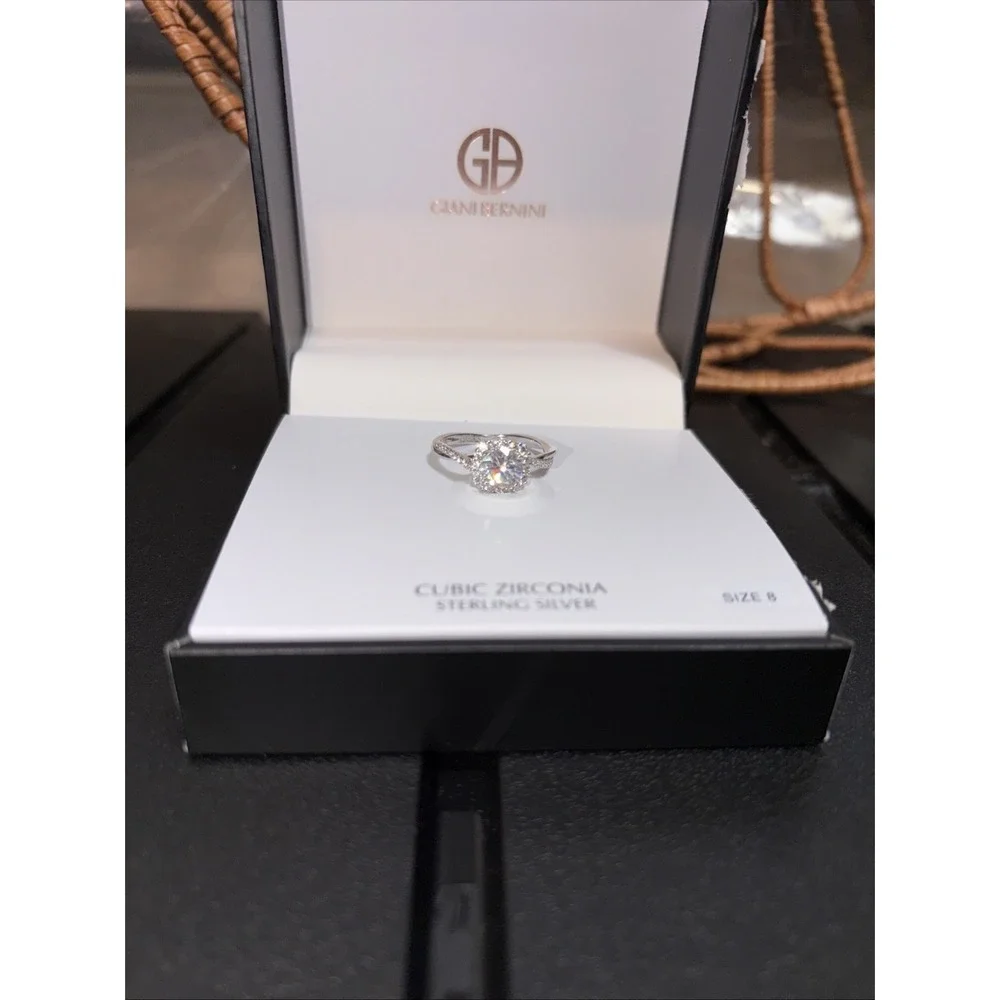 Giani Bernini CZ Halo Ring In Sterling Silver Size‎ 8 RP $100- BRAND NEW IN BOX