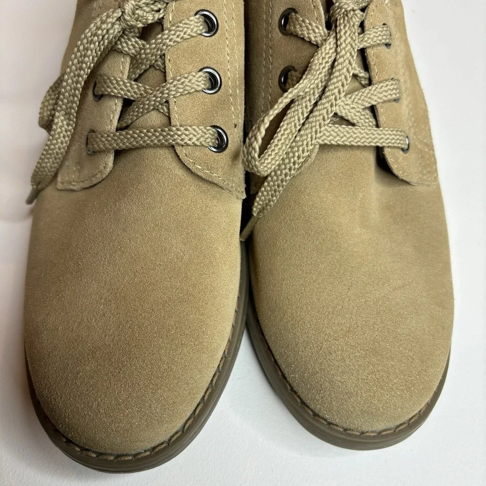 Lands' End Boys‎ Oxford Dress Shoe Size 3 Tan Suede Leather Lace Up Brown Preppy