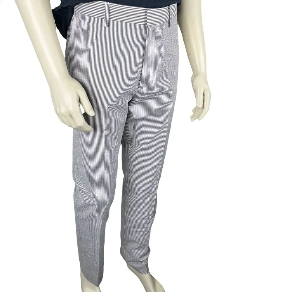 NWOT J. Crew Black/White Classic Seersucker Flat-Front Slacks Size 32