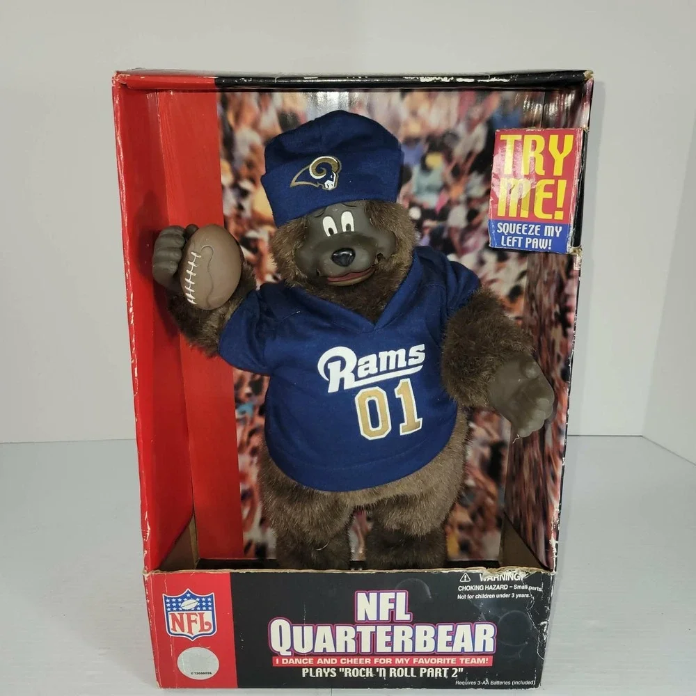 READ Gemmy 2001 NFL Quarterbear St Louis Rams New In‎ Box DEAD BATTERY Rare Vtg