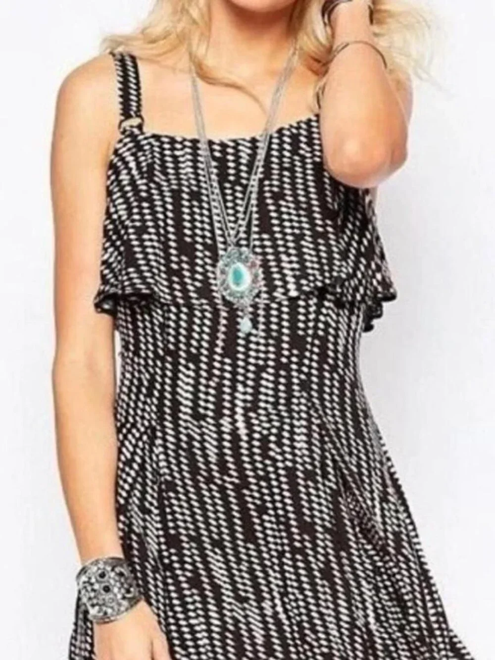 Free People black and white mini dress with ruffle details Size 0