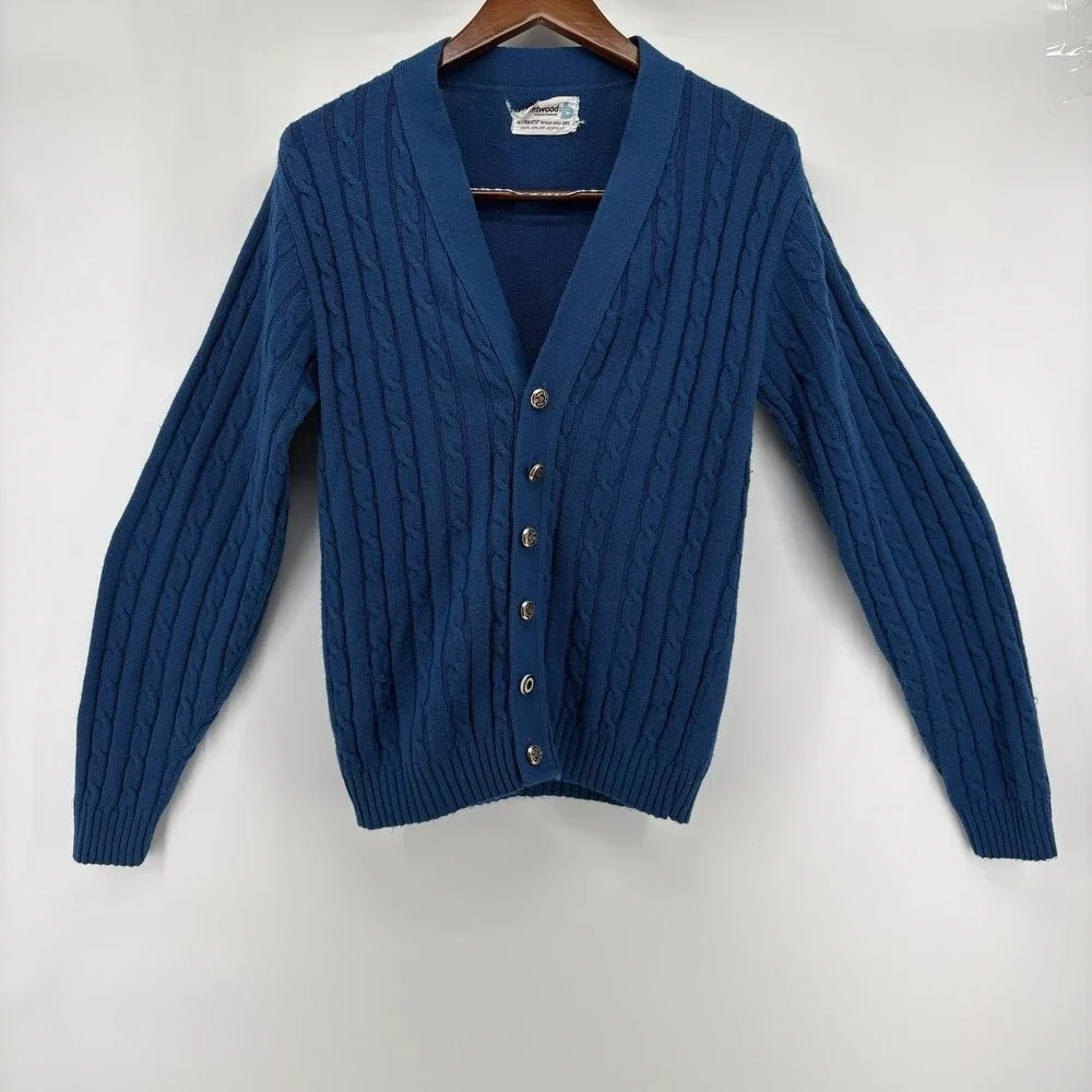 Vintage Brentwood Sportswear Mens Teal Cardigan Size Small