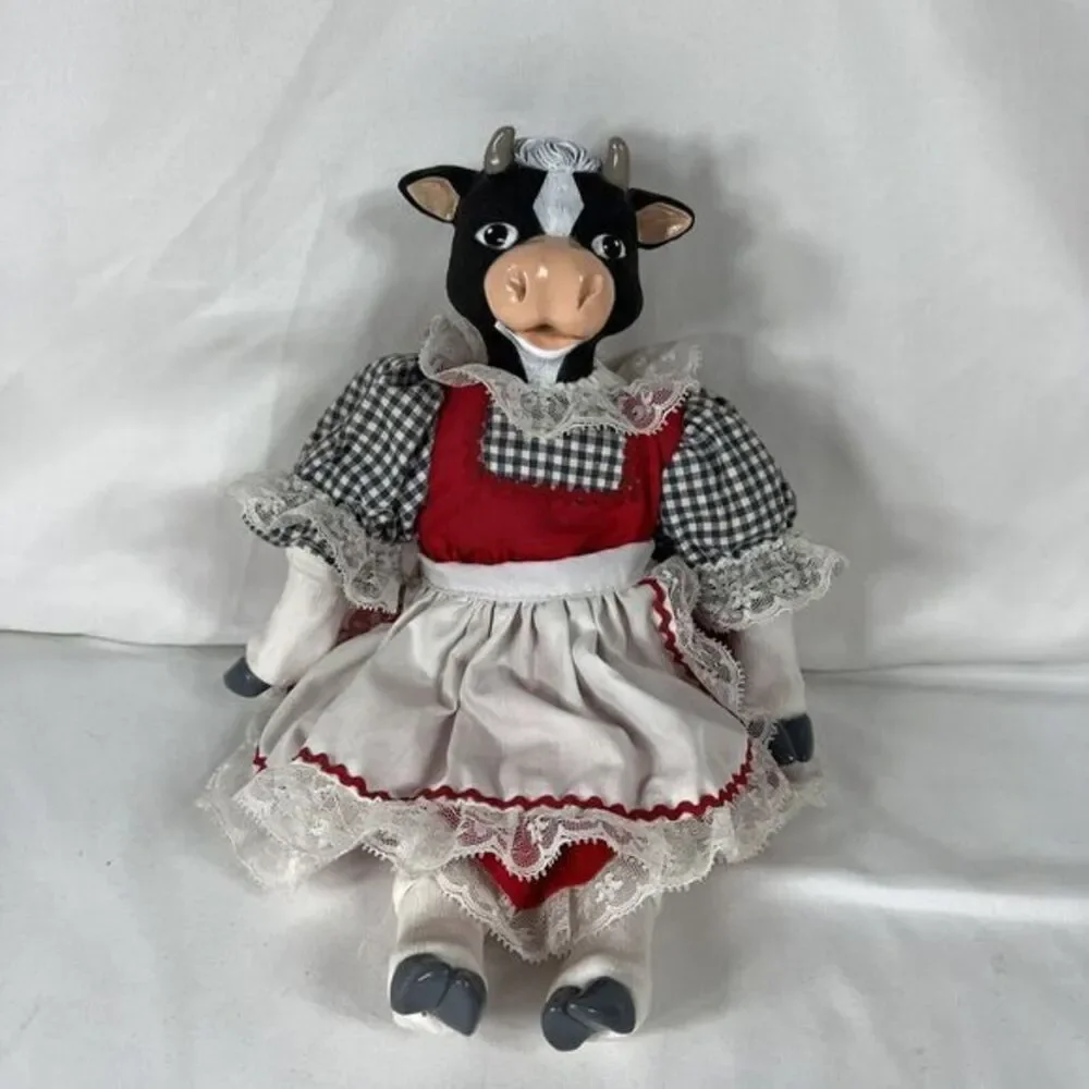 Vtg Moo Cow cottagecore Farm Dairy Doll Apron Decor‎