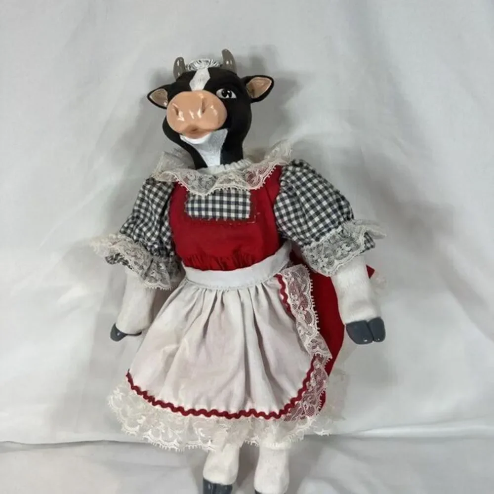 Vtg Moo Cow cottagecore Farm Dairy Doll Apron Decor‎