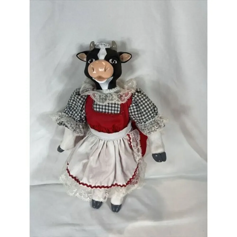 Vtg Moo Cow cottagecore Farm Dairy Doll Apron Decor‎