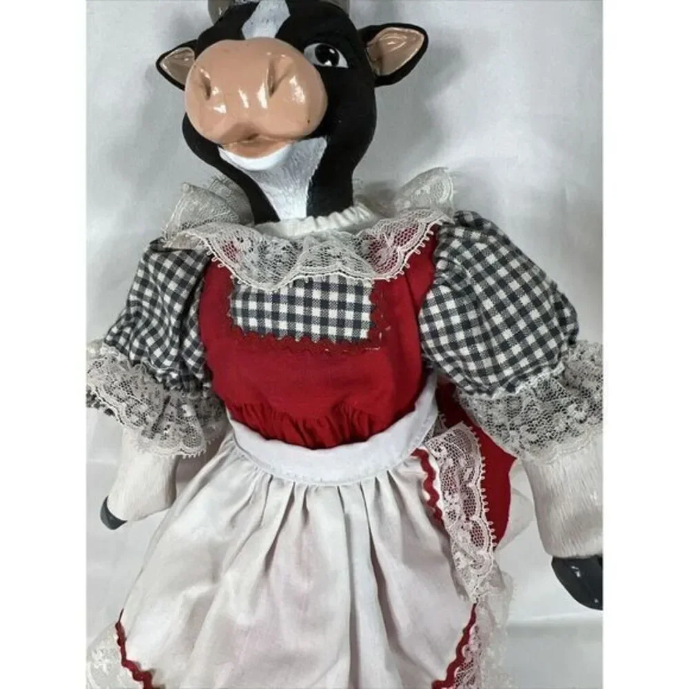 Vtg Moo Cow cottagecore Farm Dairy Doll Apron Decor‎