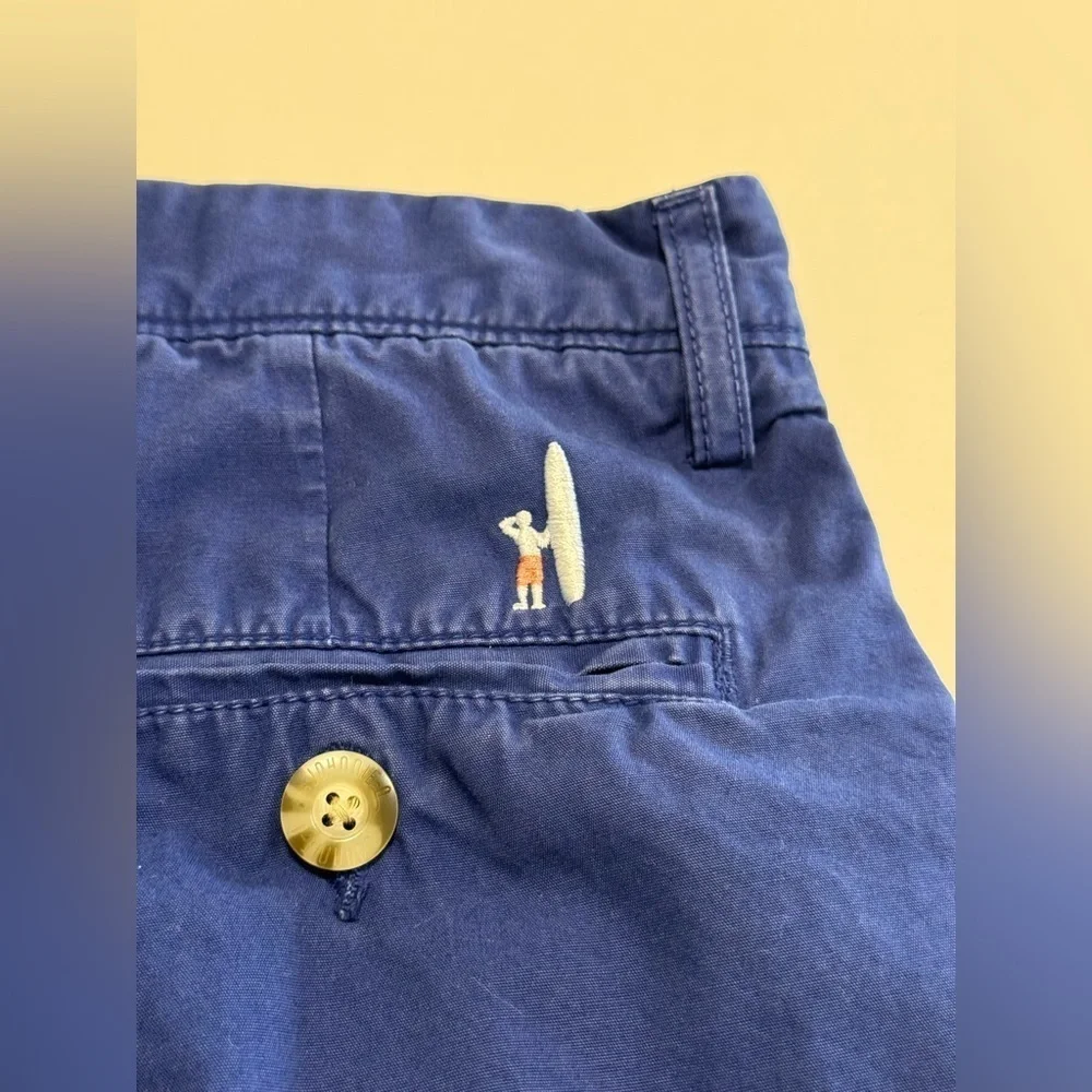Johnnie O Shorts Mens Size 34X10 Blue Chino Golf 100% Cotton Flat Front Classic