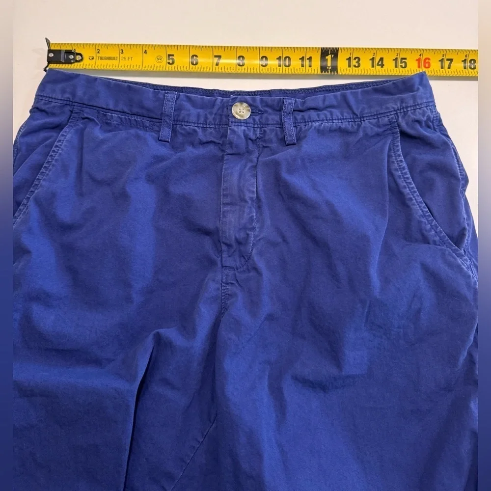 Johnnie O Shorts Mens Size 34X10 Blue Chino Golf 100% Cotton Flat Front Classic