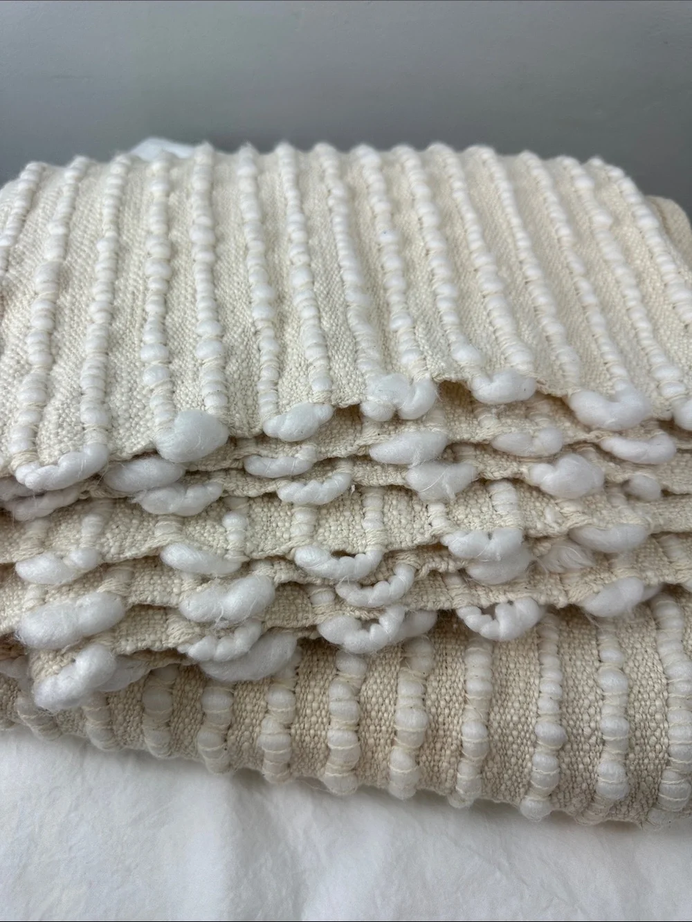 West Elm Soft Corded Throw Neutral Cream/Beige