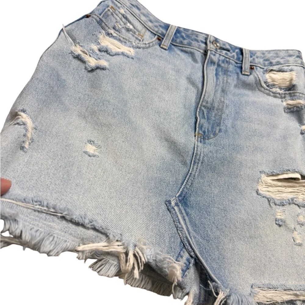 ✨Abercrombie & Fitch Distressed‎ Denim Mini Skirt Y2K A-Line Sz 6✨