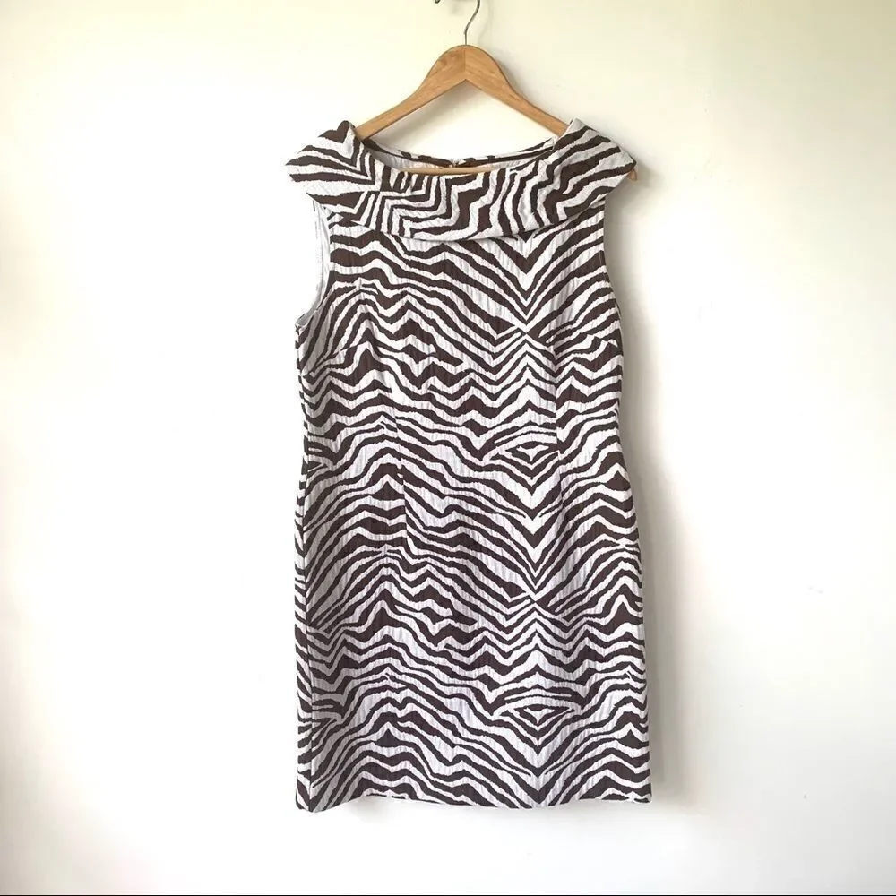 DANA BUCHMAN COTTON BLEND ZEBRA PRINT DRESS