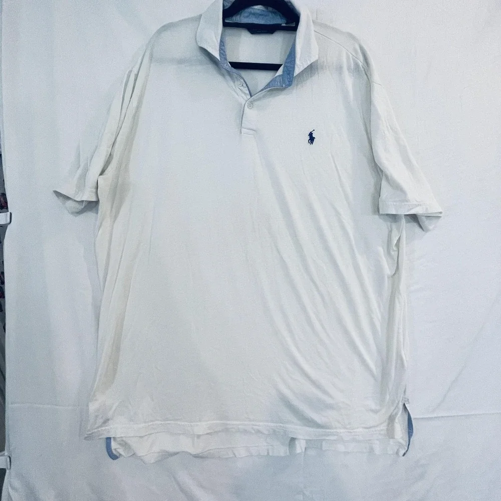 Polo Ralph Lauren Polo Shirt Mens 2XL White‎ Polo Golf Modal Cotton Knit