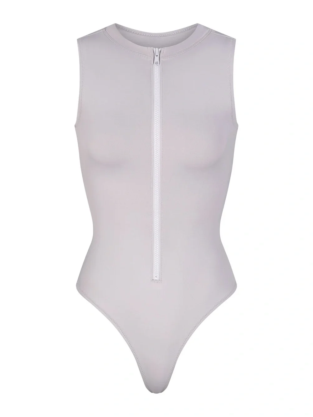 Skims signature swim zip front one piece chrome xl nwt 🩶