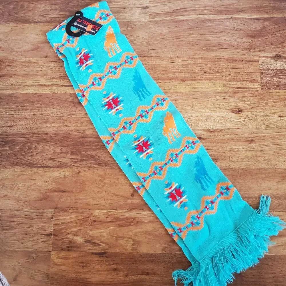 NEW Nu Trendz Scarf and Gloves Southwestern Turquoise Set