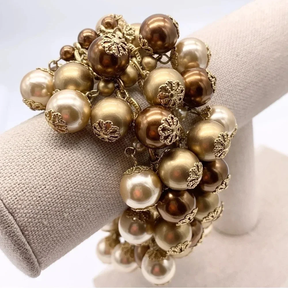 Kate Spade Bronze Gold Champagne Pearl Cha Cha Bracelet