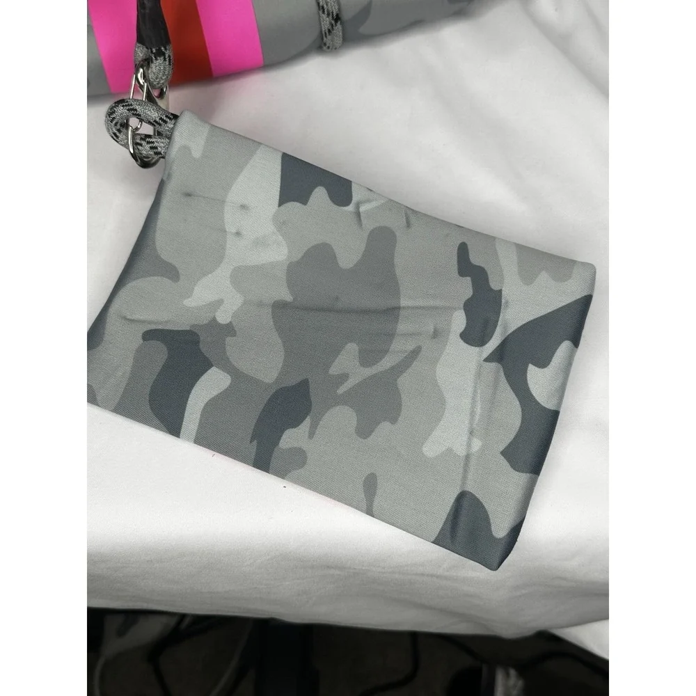 Haute Shore Green Camo Pink Stripe Neoprene Expandable Tote Bag With Wallet