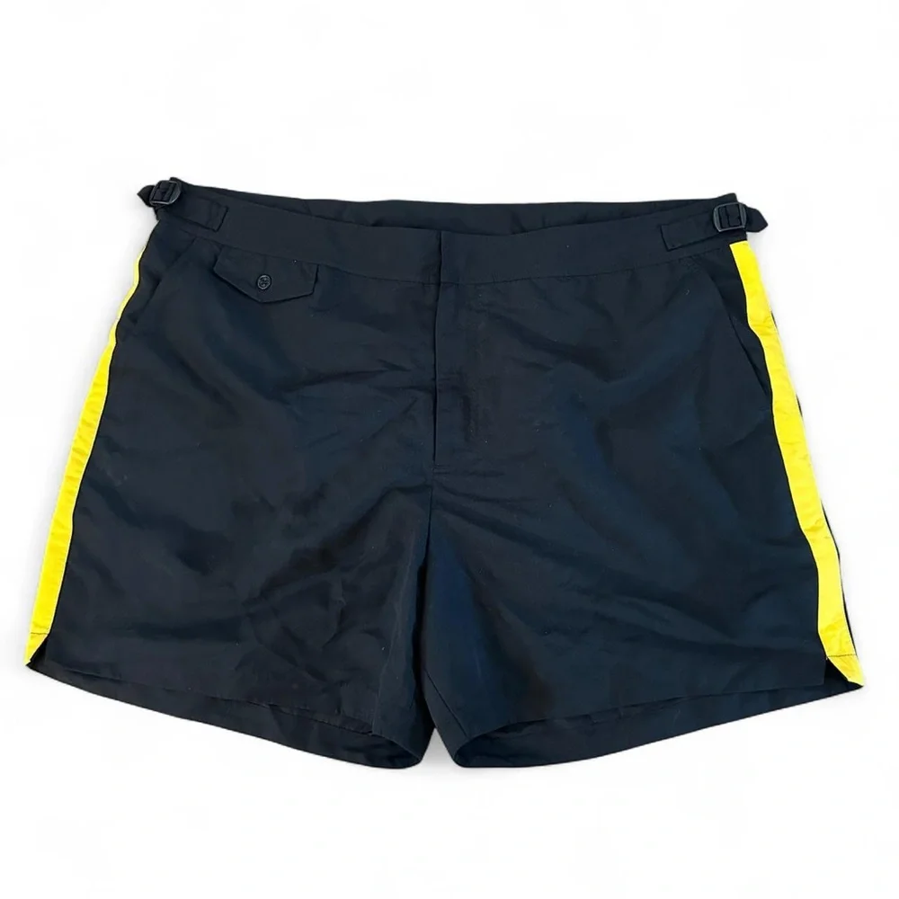 Ralph Lauren Purple Label Men’s‎ Blk Yellow 5-Inch Mayfair Swim Trunk Size XXL