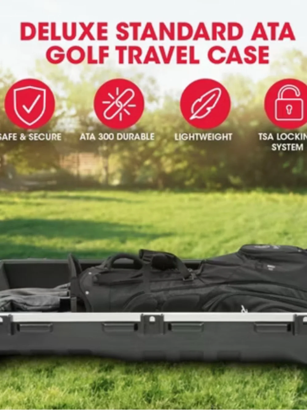 Black Hard Case Rolling Golf Bag - Molded Protection for Travel