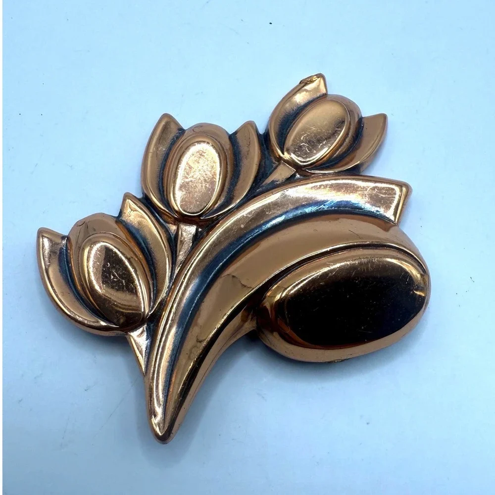 Renoir Copper‎ Tulip Brooch Mid Century Modern Floral Vintage Pin