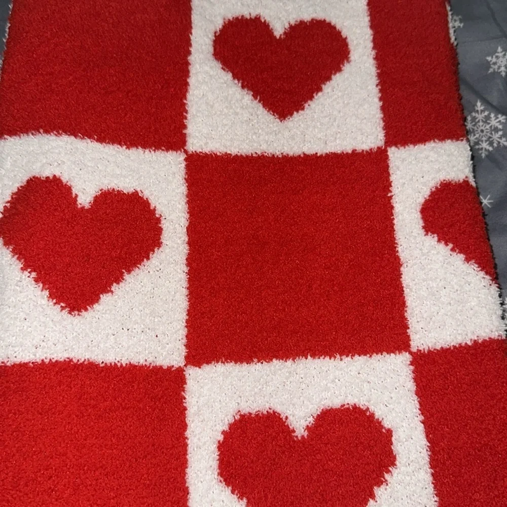 Valentine's Day Red White Heart Blanket Reversible Super soft