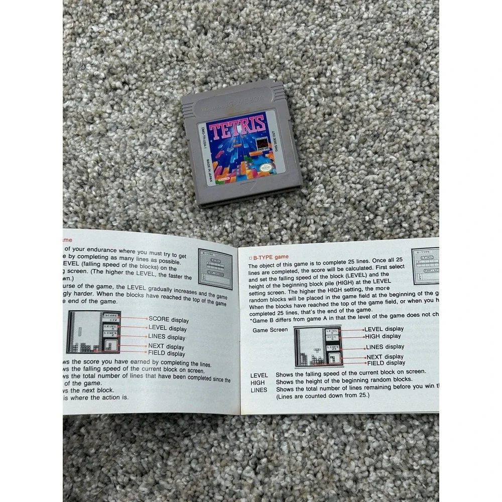 Tetris (Nintendo Game Boy, 1989) Catridge with Manual - Authentic
