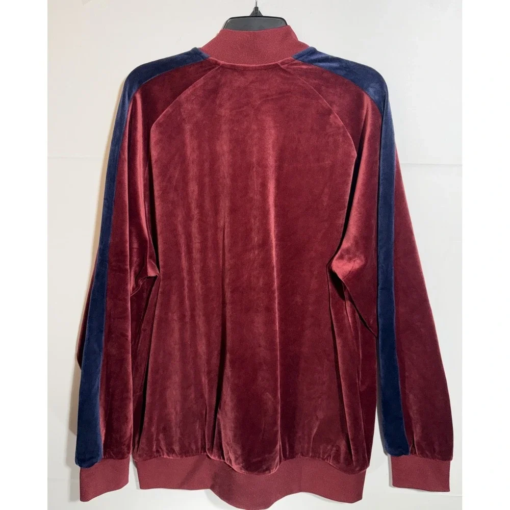AGTAWH Men ST. Moritz Powder Red Velour Bomber Jacket Full Zip new Size L