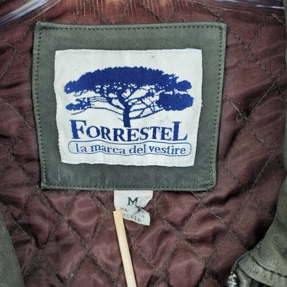 Vintage Forrestel Green Leather Bomber Jacket Size‎ M Naturally Distressed Lined