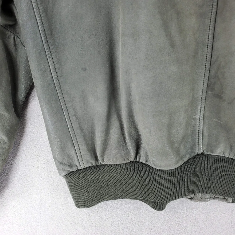Vintage Forrestel Green Leather Bomber Jacket Size‎ M Naturally Distressed Lined
