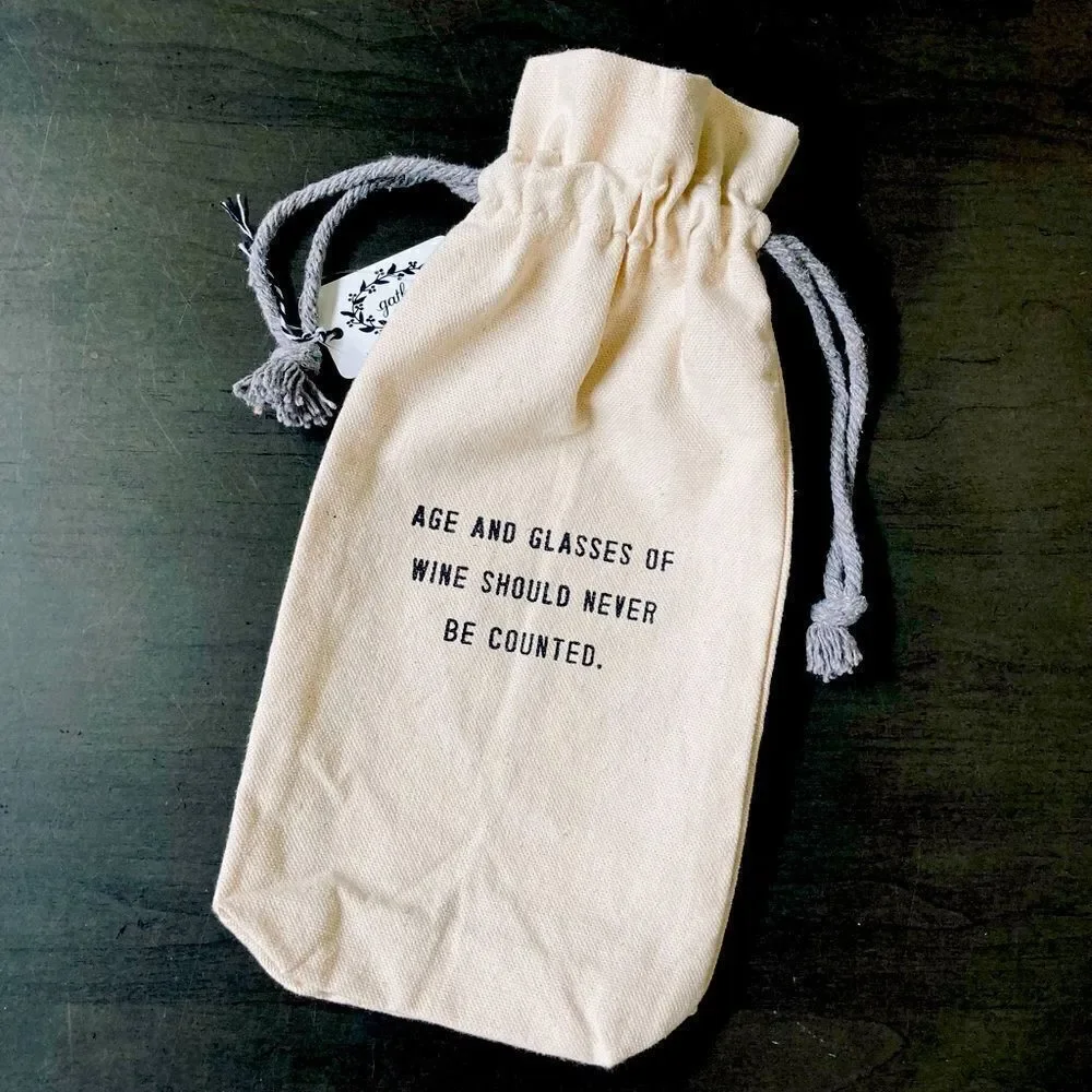 Cute Funny Age & Wine Bottle Canvas Gift Bag
