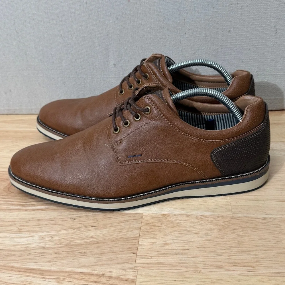 Nunn‎ Bush Hyde II Plain Toe Men's Wide Cognac Tie Size 9.5 W