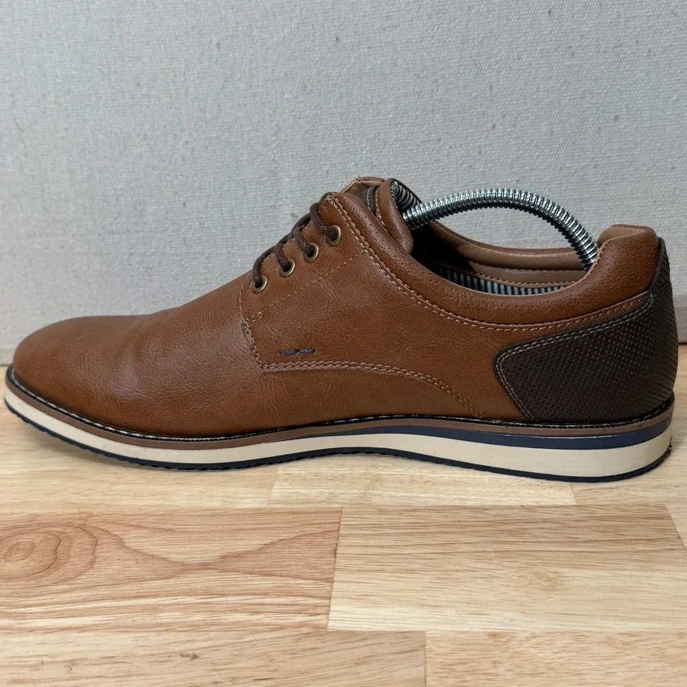 Nunn‎ Bush Hyde II Plain Toe Men's Wide Cognac Tie Size 9.5 W