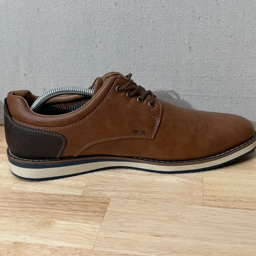 Nunn‎ Bush Hyde II Plain Toe Men's Wide Cognac Tie Size 9.5 W