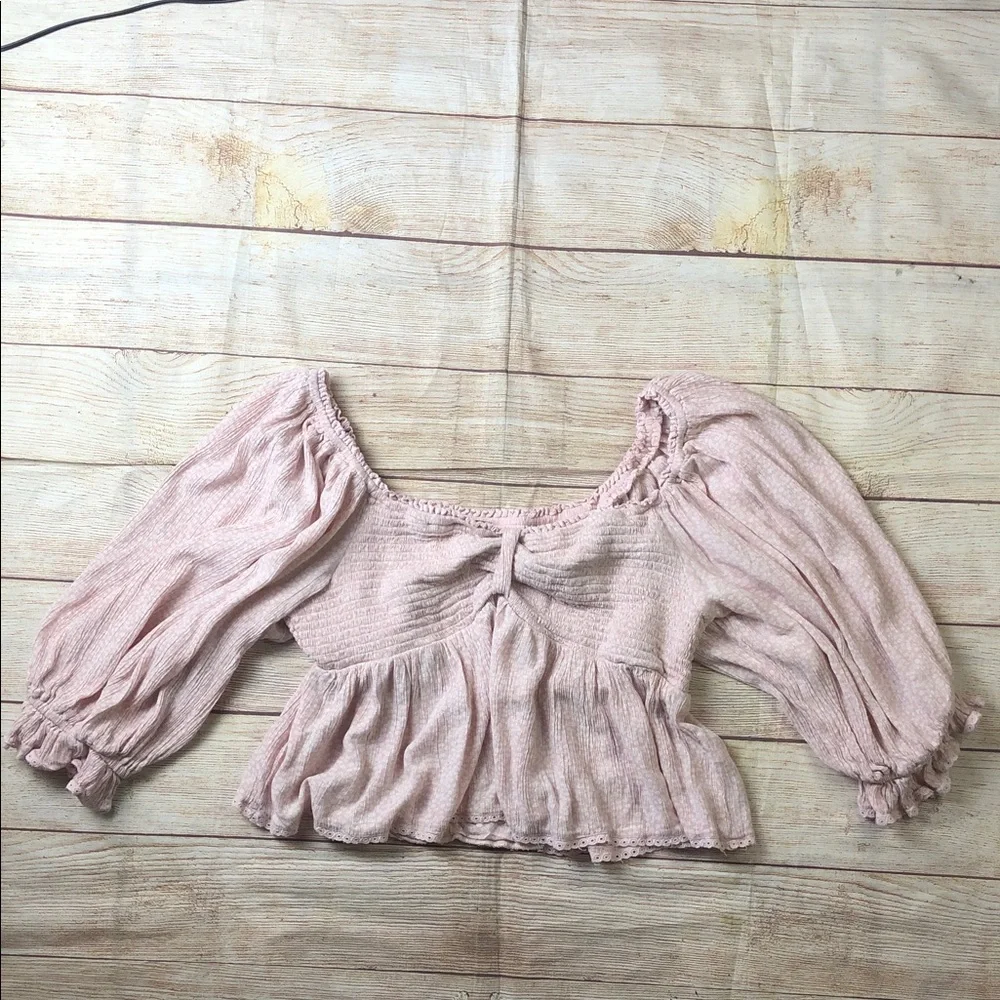 Free People Brittnee Print‎ Smocked Peplum Top