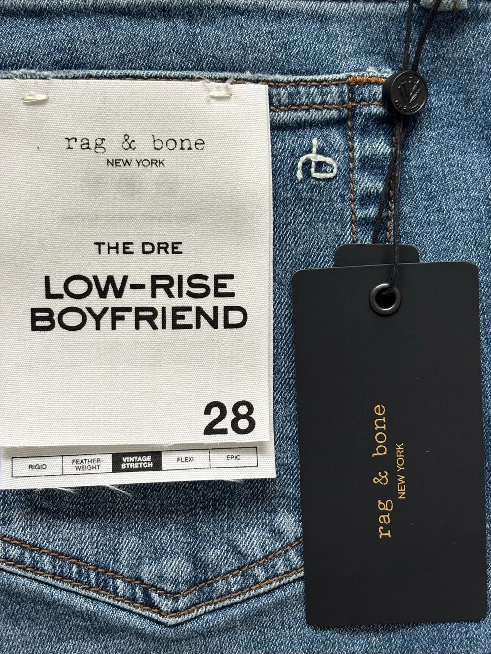 RAG & BONE The Dre Julienne Low-Rise Slim Boyfriend Ankle Jeans--NWT--28