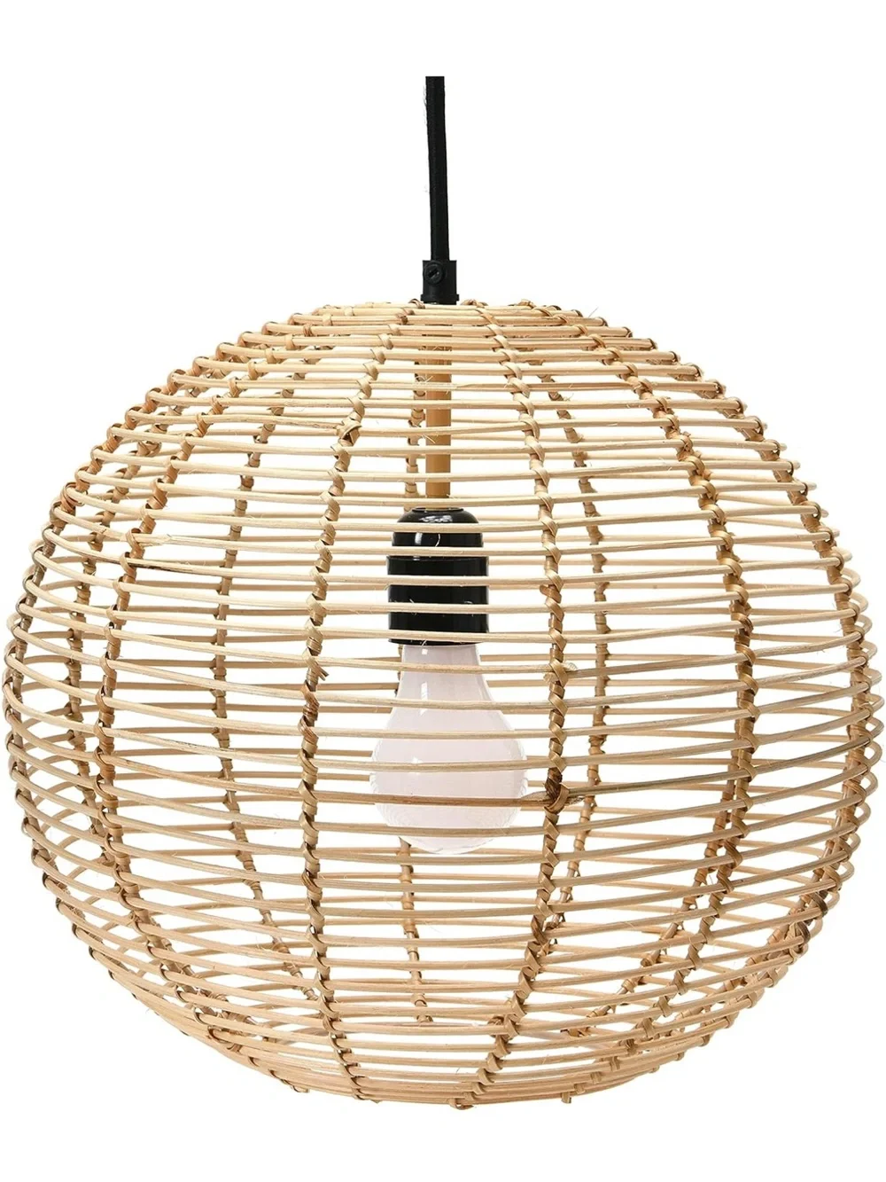 New Woven Rattan 12” Round Pendant Lamp Natural Beige